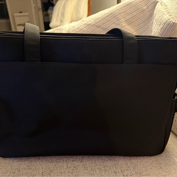 Preston & York NWOT long handle black nylon Tote bag 11x16 includes charm - Picture 6 of 15